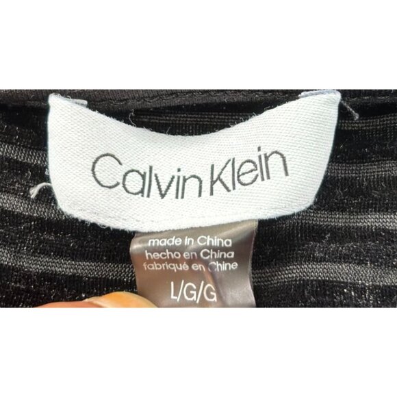 Calvin Klein Black Striped Short Sleeve Top L - Picture 4 of 9